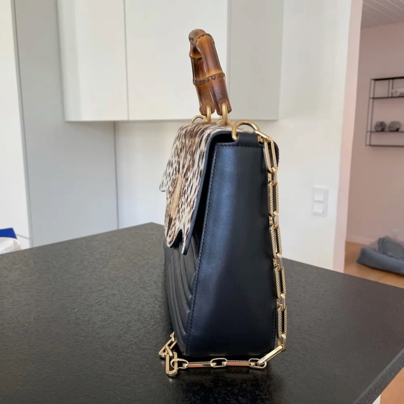 GUCCI  Leopard head  Ponyhair chain bag - Picture 4 of 12